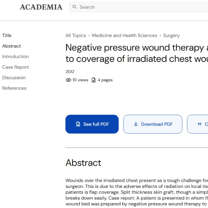 Negative pressure wound therapy as an aid to coverage of irradiated chest wounds
