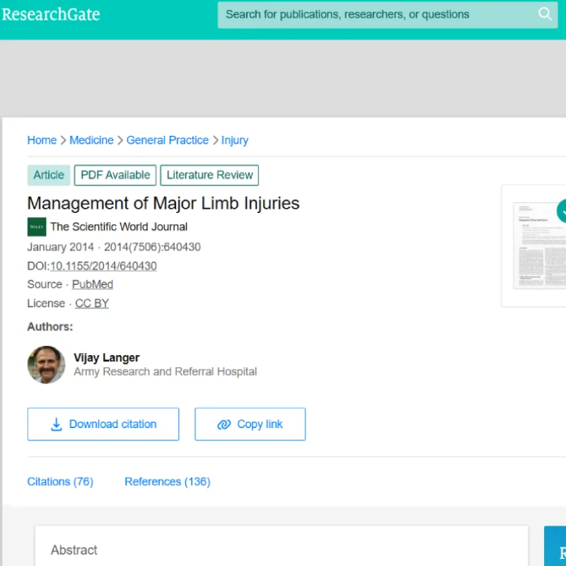 Management of Major Limb Injuries