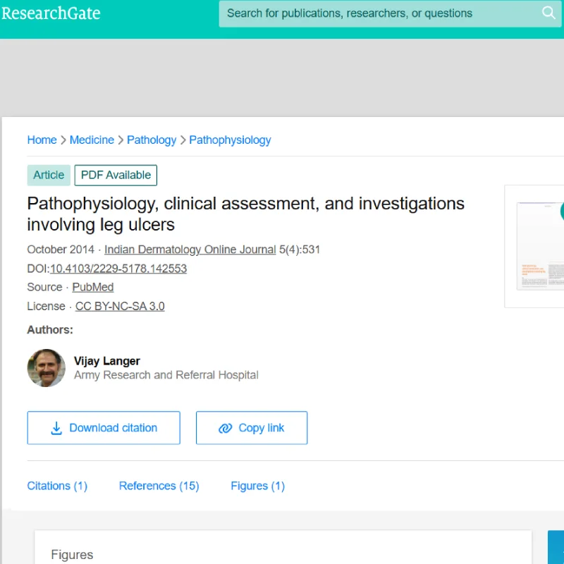 Pathophysiology, clinical assessment, and investigations involving leg ulcers