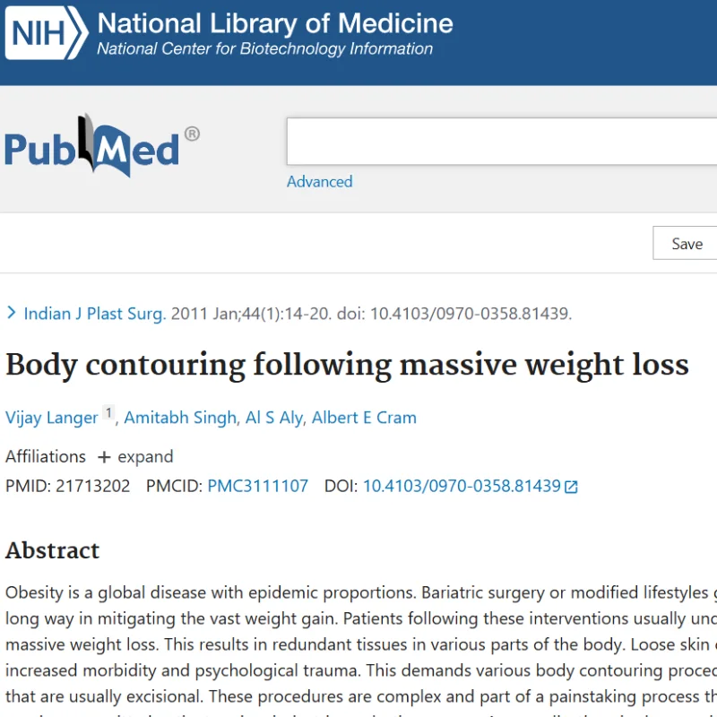Body contouring following massive weight loss